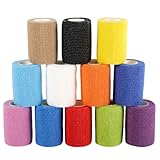 Gykutix 12 Rollen Selbstklebender Verband Selbsthaftende Bandage 7,5cm x 4,5m Elastische Binde für Hund, Katze, Füße, Fingerpflaster, Knöchelverstauchungen