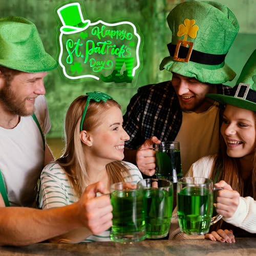 Image of Happy St. Patrick's Day Art Neon Signs Shamrock LED Neon Lights Dimmable Wall Decor for Kids, Room, Office, St Patrick's Day Party Gift Art for Boys Girls-12.83 x 12.2 IN-USB Powered-Acrylic