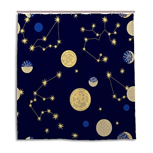 Rideau de douche planètes 180x180 cm en polyester imperméable