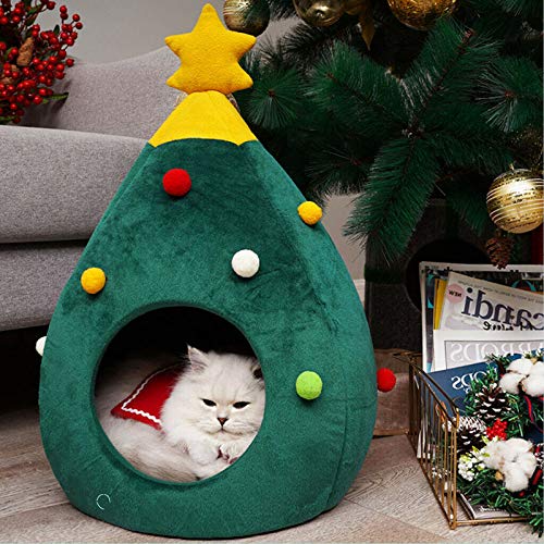 BAIHUAXIN Barraca para animais de estimação para gatos/cães pequenos, casa semifechada Natal quente