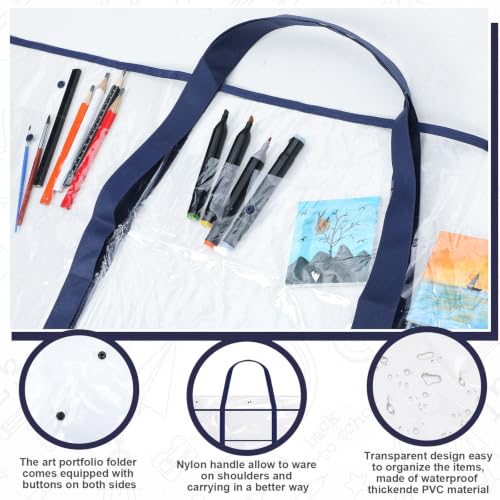 Image of Windyun 6 Pack Large Poster Storage Bag 48 inch x 36 inch Bulletin Board Holder Art Portfolio Case PVC Art Portfolio Container Storage Box with Pocket for Classroom Teacher Organization(Blue)