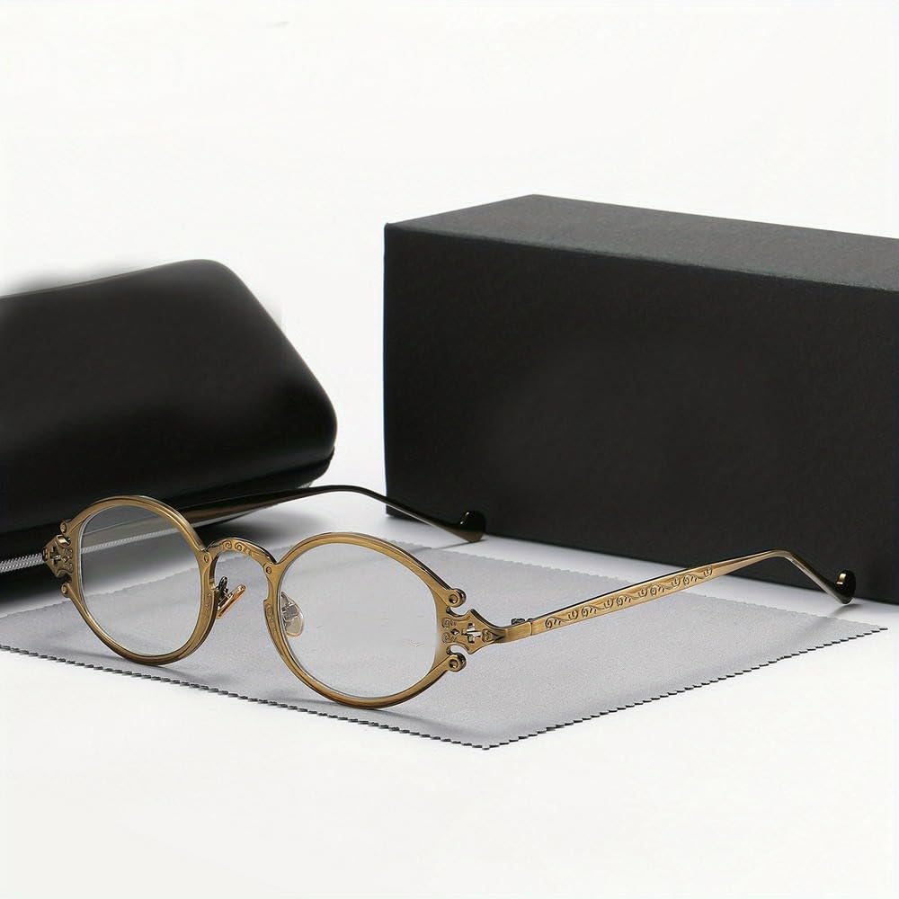 ZBDZSW okulary retro steampunk gotyckie owalne metalowe oprawki rzeźbione proste okulary