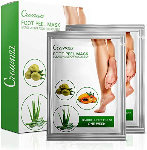 Crownzz Foot Peel Mask-Exfoliating Foot Peel Mask Removes Calluses,Dead & Dry Skin-Best Gel Socks Repairs Rough Heels For Men & Women Aloe Vera