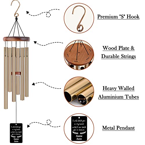 Image of Personalized Custom Wind Chimes Memorial Gift for Loss of Loved One Mother Dad Mom Dog Pets Customized Outdoor Sympathy Wind Chimes with Photo Text