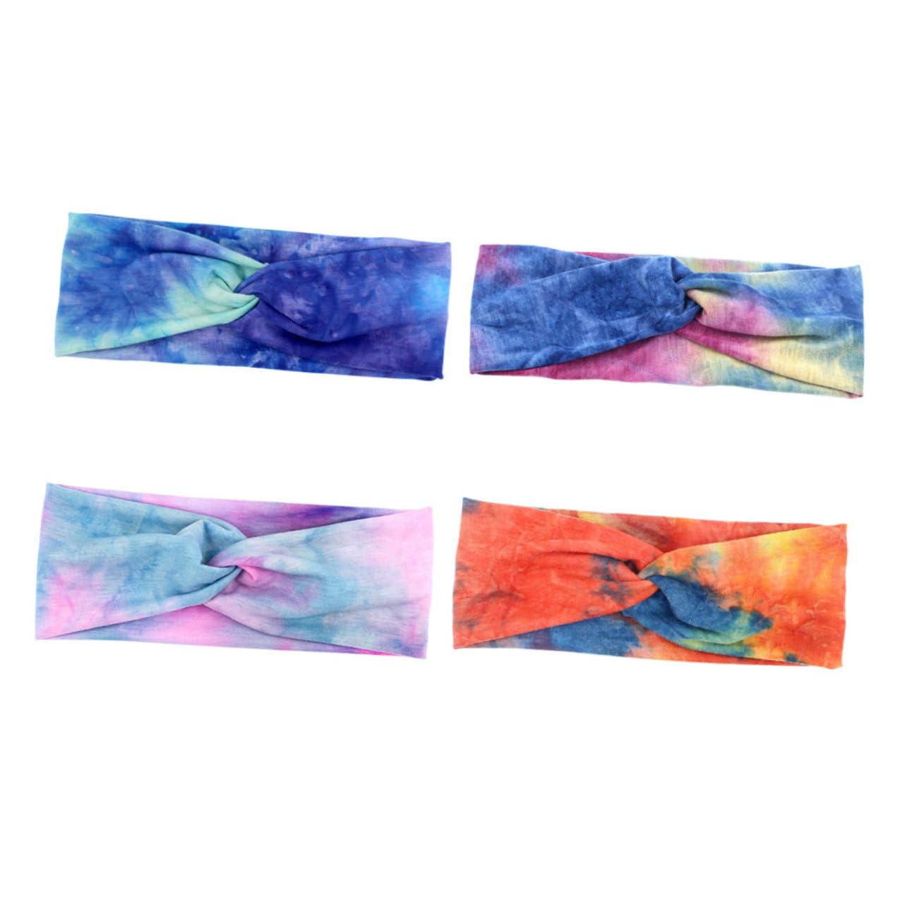Lot De 3 Bandeaux De Sport Larges Et Élastiques Pour La Gym La Course À Pied Le Yoga Avec Divers Motifs Tie-dye Colorés 4 Pièces X 3
