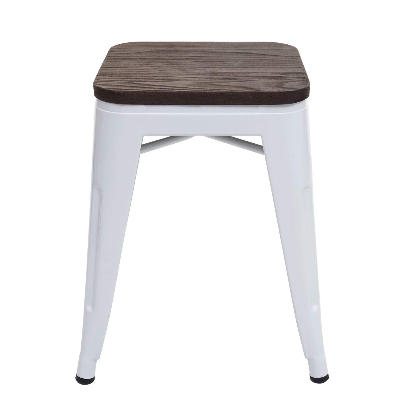 2X Tabouret HWC-A73, avec siège en Bois, métal, Style Industriel - Blanc