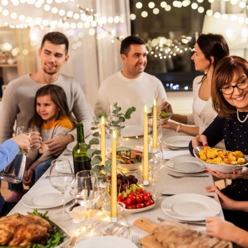 Image of Rossesay 24 Pcs Flameless LED Taper Candles Battery Operated Candles 8.5 inch, 9.65 inch, 10.8 inch, 12.8 inch Flameless Candlesticks Flickering for Christmas Church Wedding(Classic, Yellow)