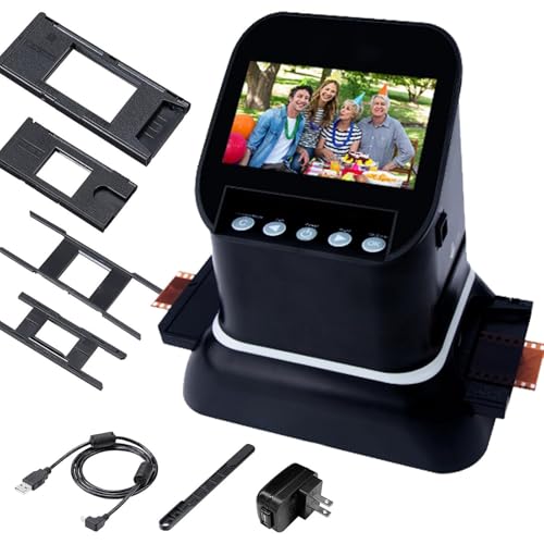 PioMue Escáner de película de 22 MP con Pantalla de 4,3" para convertir Diapositivas y Negativos a Formato Digital (35 mm, 120 mm, 126 mm, 127 mm y 135 mm) - Escáner de Negativos y Diapositivas HD