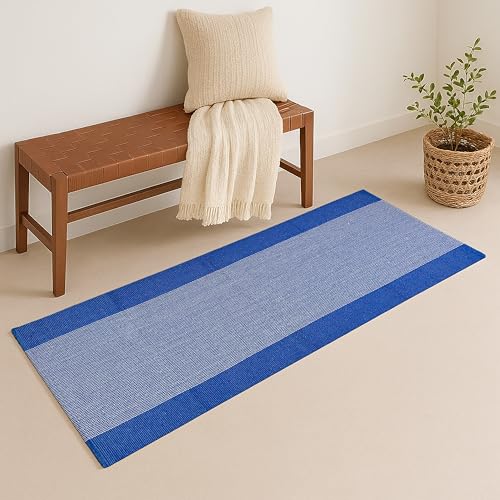 Image of Handcrafted Cotton Rug Runner - 2x5 ft Soft & Washable Carpet for Entryways, Bedrooms & Outdoor Patios