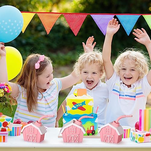 Tanlade-12-Pcs-Farmhouse-Cups-with-Lids-and-Straws-10-oz-Toy-Farmhouse-Cups-for-Farm-Birthday-Party-Barnyard-Animals-Party-Baby-Shower-Farm-Animals-Themed-Party-Decorations-Supplies-Favor-Pink Tanlade 12 Pcs Farmhouse Cups with Lids and Straws 10 oz Toy Farmhouse Cups for Farm Birthday Party Barnyard Animals Party Baby Shower Farm Animals Themed Party Decorations Supplies Favor Pink