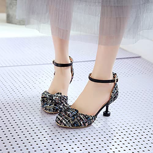 Girl's Kawaii Mary Jane Shoes Cute Chunky High Heel Vintage Pumps with Bow Pointed Toe Sandals Dress Kid Sandal2