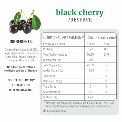 Image of Bhuira Black Cherry Preserve - 240g | All Natural - No Added Preservatives, Artificial Colors | Handmade Himachal Vegan Spread | Breakfast Dessert Jam | Healthy Snack | Guilt-Free | Rich Flavor