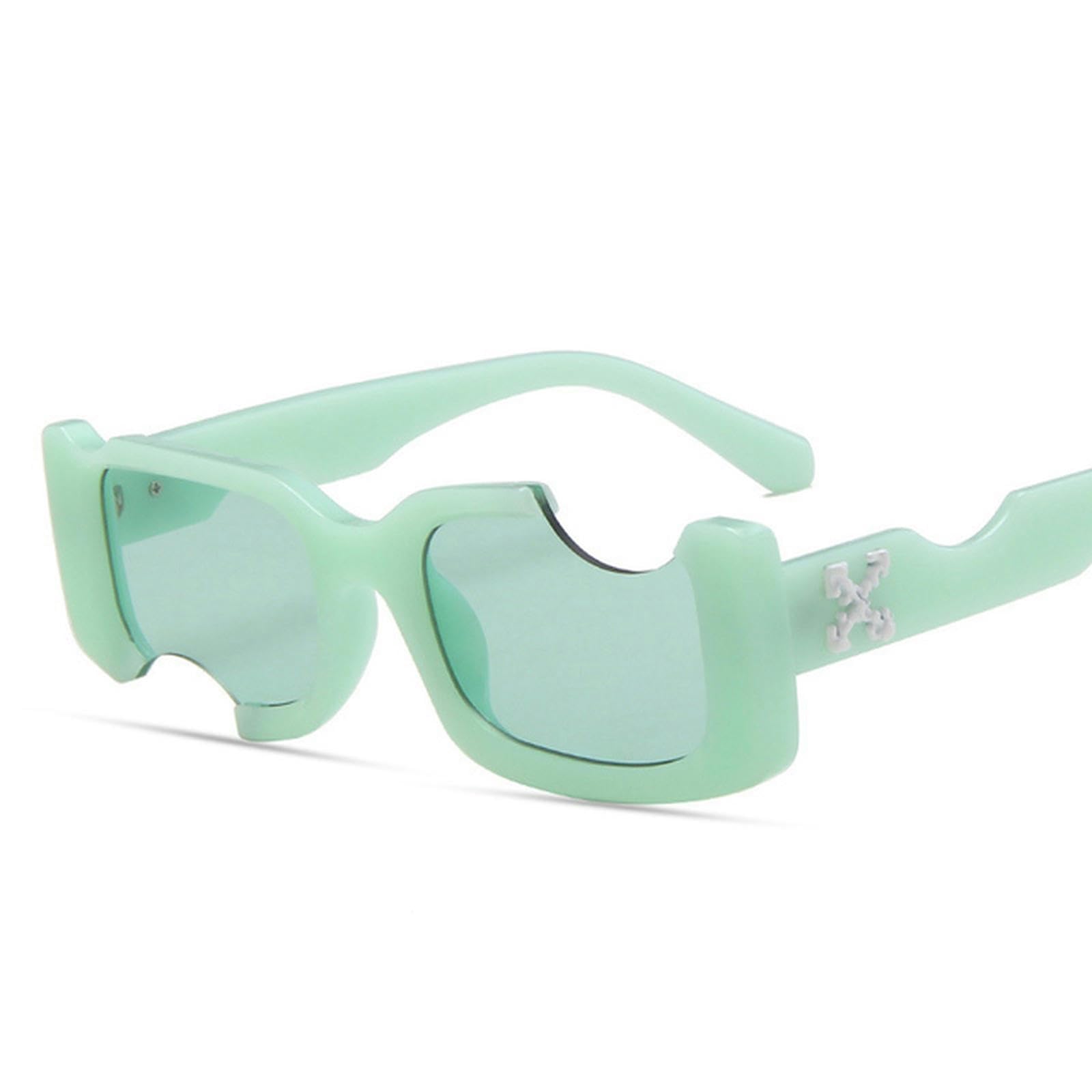 NOGRAX Okulary hip-hopowe kwadratowe okulary przeciwsłoneczne kobiety mężczyźni z wycięciem otwór design białe okulary przeciwsłoneczne niebieskie okulary vintage