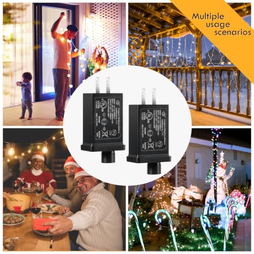 Image of 2 Pack Replacement Yard Inflatable Adapters, 12V 2.0A Class 2 Power Supply | Low Voltage Transformers US Plugs, for Halloween, Thanksgiving and Christmas Yard Inflatables and Outdoor Decor