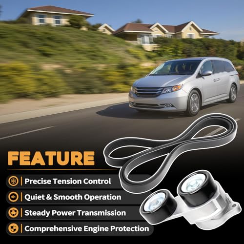 Belt Tensioner Assembly With Serpentine Drive Belt Fit For Honda Ridgeline Pilot Odyssey Crosstour Accord 2011-2017 Replaces 31170-RV0-A01 56992-RV0-A05 by Gaimeila - Image 5