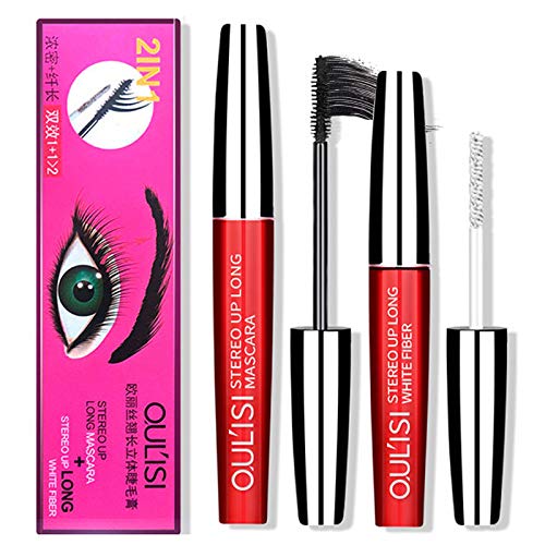 2pcs Waterproof&Long-lasting Mascara Black Volume and Length Mascara for Eye Makeup Liquid Lash Extention Mascara Clear Mascara 3d Fiber Black Lashes Mascara Falsh Lash Effect Mascara