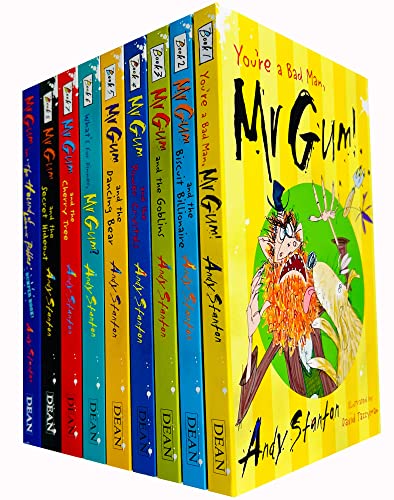 Mr Gum Collection Andy Stanton 9 Books Set (Biscuit Billionaire, Cherry Tree, Dancing Bear, Goblins, The Power Crystals, Whats for Dinner, Secret Hideout, Hound of Lamonic Bibber, You are a Bad Man)