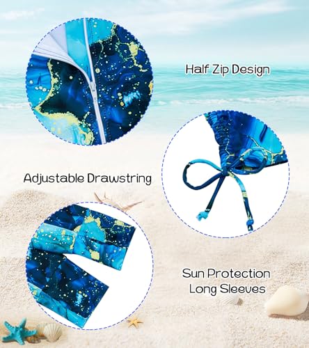 Image of Vogseek 3-12T Girls Rash Guard 2 Pieces Bathing Suit Long Sleeve Swimsuit Swimming Skirt with Shorts Swimwear