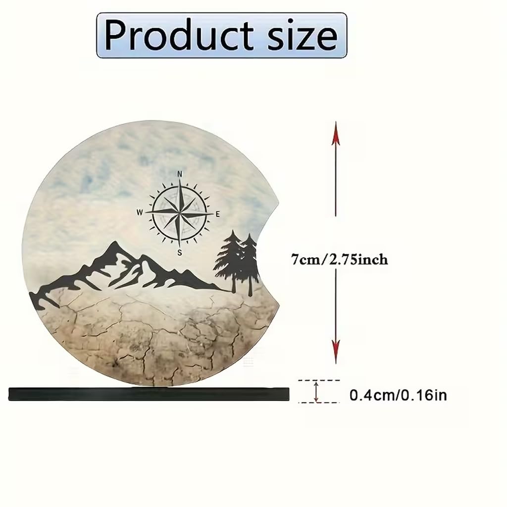 2pcs Car Cup Holder Coasters, Universal Auto Anti-Slip Insert Coaster, Car Coasters with A Finger Notch, Cute Car Mat for Women Men — view 2