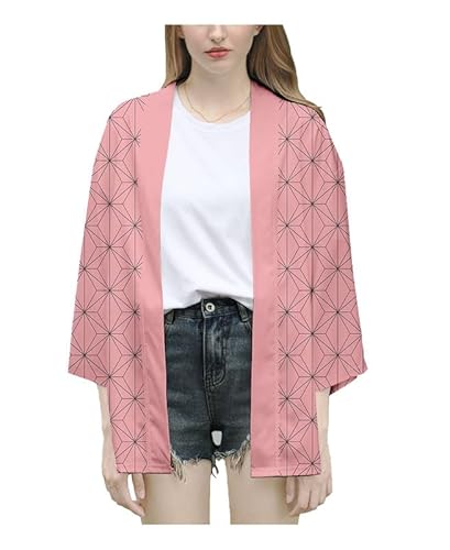 Nezuko Kimono Capa Abrigo Cosplay Disfraz Chaqueta de Punto Unisex Rosa M