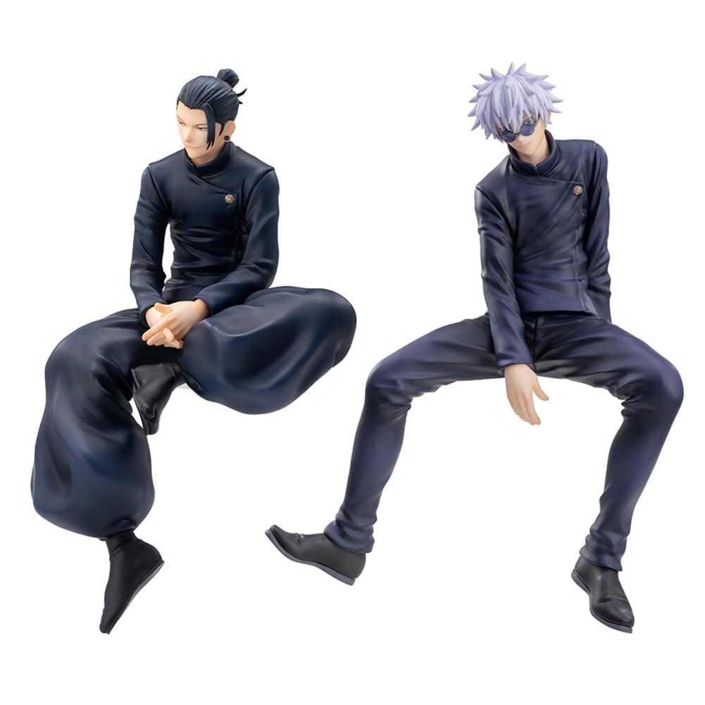 Puruuige 2PCS Anime Figure Gojo Satoru/Geto Suguru Figures Model Sitting Pose Character Statue 14cm PVC Desktop Decoration Gifts