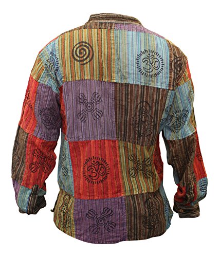 Shopoholic Fashion Mens Stonewashed Blocked Hippie Shirt3