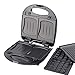 Produktbild 3 in 1 Sandwichmaker Waffeleisen Tischgrill,Klick-System, Thermostat, Backampel, elektrischer Sandwichtoaster, 700 Watt, Kontaktgrill, schwarz Edelstahl