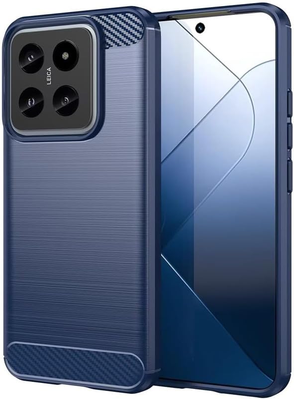 Image of NPRC Hybrid Ultra Slim Protective Case TPU Non-Slip Carbon Fiber Texture Shockproof Case Cover for Redmi 14 5g - Blue