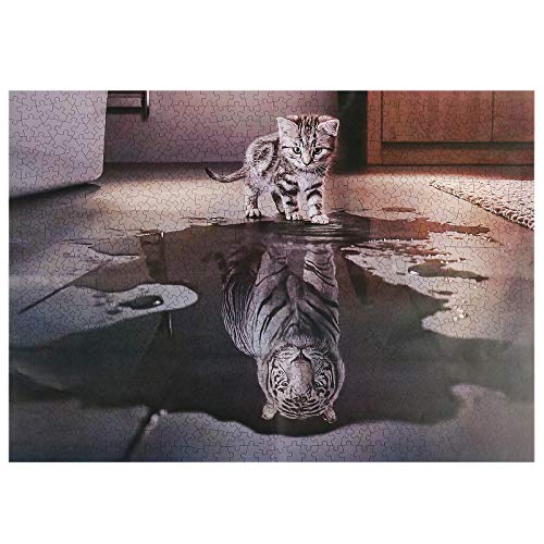 DLOPK Puzzle 1000 Pièces Adultes, Puzzle Classique Puzzle Adulte 1000 Pièce (70x50cm) (Tigre Chat) Cover