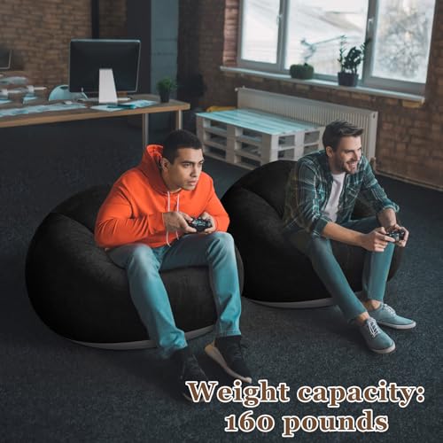 Image of Realspring Inflatable Bean Bag Chairs Outdoor Blow up Camping Chairs Inflatable Lazy Sofa Folding Portable Bean Bag Loungers Couch for Movie Night(Black,2 Pcs)