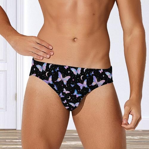 Night Spirit Butterfly Printed Swim Briefs for Men Sexy Bikini Swimwear Elastic Beach Trunks Bathing Suit2