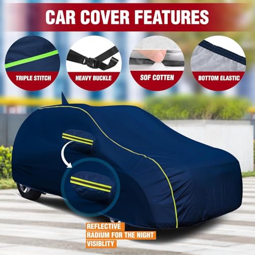 Image of for Nissan Magnite 100% Waterproof Car Cover for All Weather Protection with Mirror Pockets, Soft Cotton Lining, Triple Stitched with Adjustable Belt Bottom Elastic to Secure Fit