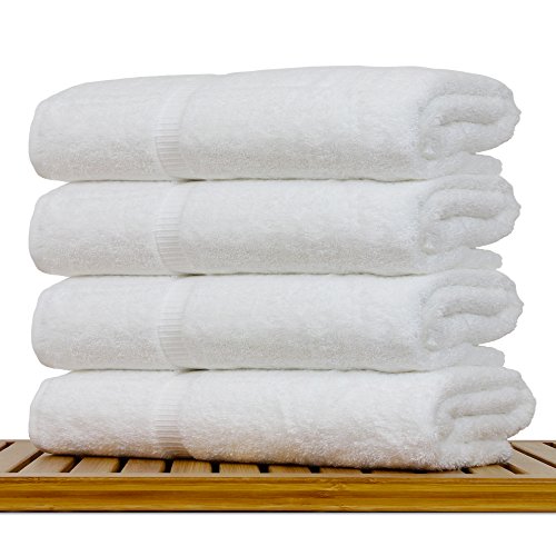 Image of Bare Cotton Luxury Hotel & Spa Towel Turkish Bath Towels Dobby Border, White, Set of 4
