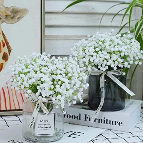 N&T NIETING Gypsophila Artificial Flowers, Baby Breath Flowers Artificial 10Pcs Fake Gypsophila for DIY Wedding Bouquet Party Table Centerpieces Flower Arrangements and Home Decor