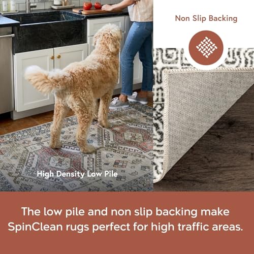 nuLOOM 4' x 6' SpinClean Machine Washable Stain-Resistant Area Rug with Non Slip Backing, Low Profile for Living Room Bedroom - Image 3