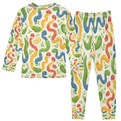 Pajama Sets Long Sleeve Cartoon Colorful Snake Pattern Soft Comfy Sleepwear 2 Piece PJS 3-8T3