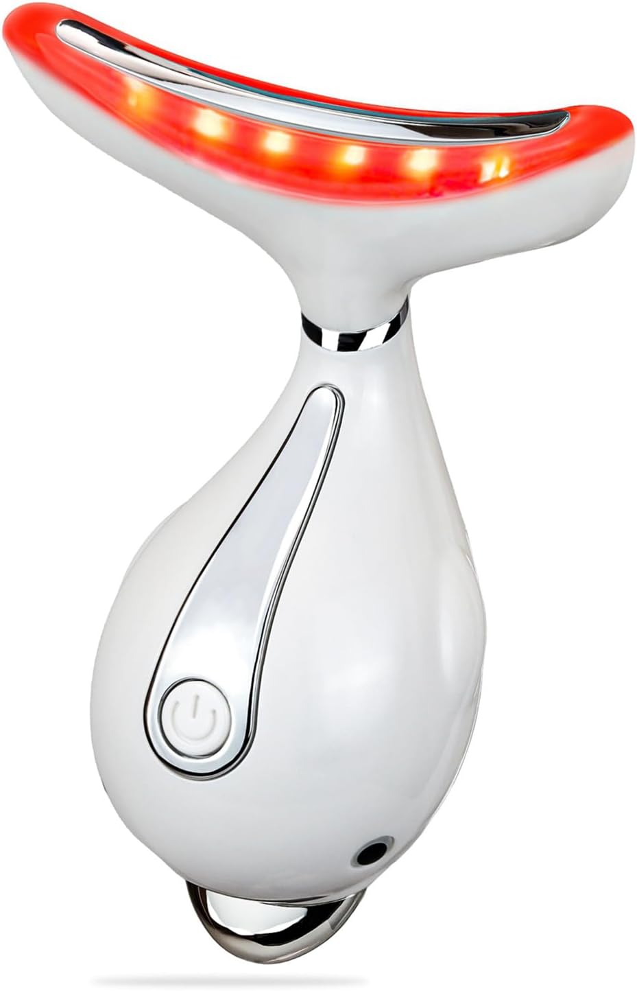 Red LED Light Therapy Device, Massager for Face & Neck, Electric Facial Massage Skin Care Tool for Women, White