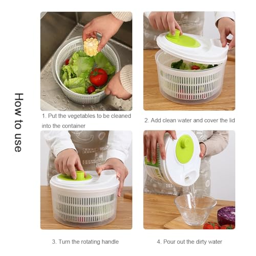 Salad Spinner Small,Spinning Colander with Clear Serving Bowl,Lettuce Dryer Spinner,Fruit and Veg Wash Drainer,Vegetable Washer - Image 6