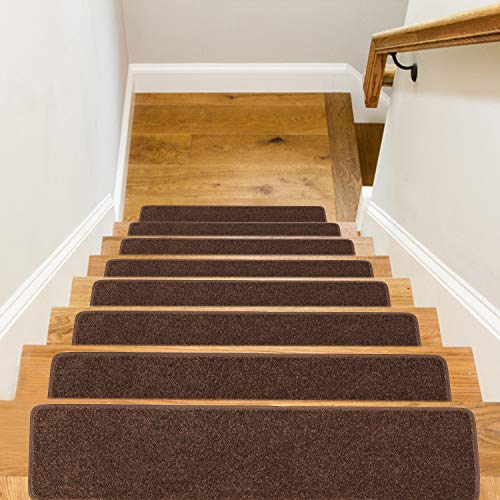 Best Review Stair Treads Carpet Non Slip Indoor,8 X 30,Set of 13,Direct Adhesion with No Need for Tape,Safety Slip Resistant for Kids,Elders and Dogs,Pure Color (13, Brown) Promo 40% OFF Stair Treads Carpet Non Slip Indoor,8 X 30,Set of 13,Direct Adhesion with No Need for Tape,Safety Slip Resistant for Kids,Elders and Dogs,Pure Color (13, Brown)