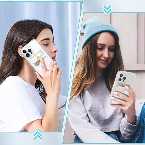 Image of SHANSHUI Phone Wallet, Strong Adhesive Silicone Wallet Sleeve Pocket ID Credit Card Holder Stick on Fit for iPhone & All Smartphones White