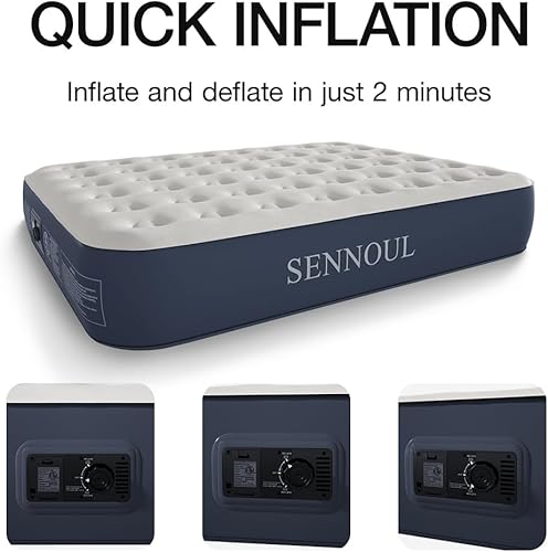 Miniatura 2 de Air Mattress Queen with Built in Pump - Upgraded Blow Up Bed, 2 Mins Quick Self Inflatable, 13"/650lbs Max, Strong Support, All Night No Lost Air