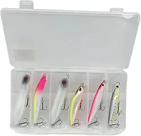 Kit 6 Iscas Artificiais Meia Água Superfície Stick, ABS, Variadas, para Robalo, Traíra e Tucunaré