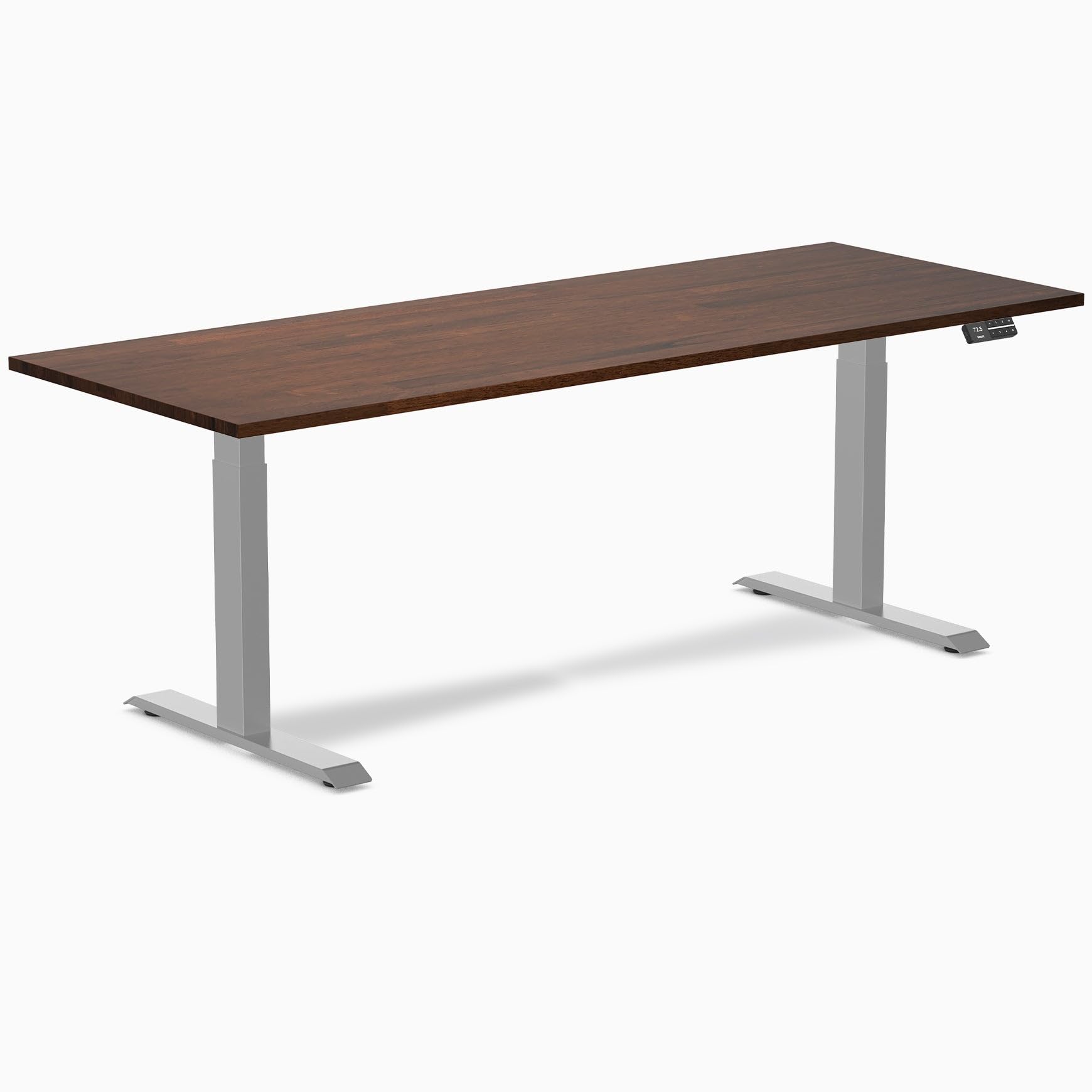 Desky Dual Rubberwood Sit Stand Desk Red Walnut 80" Gray