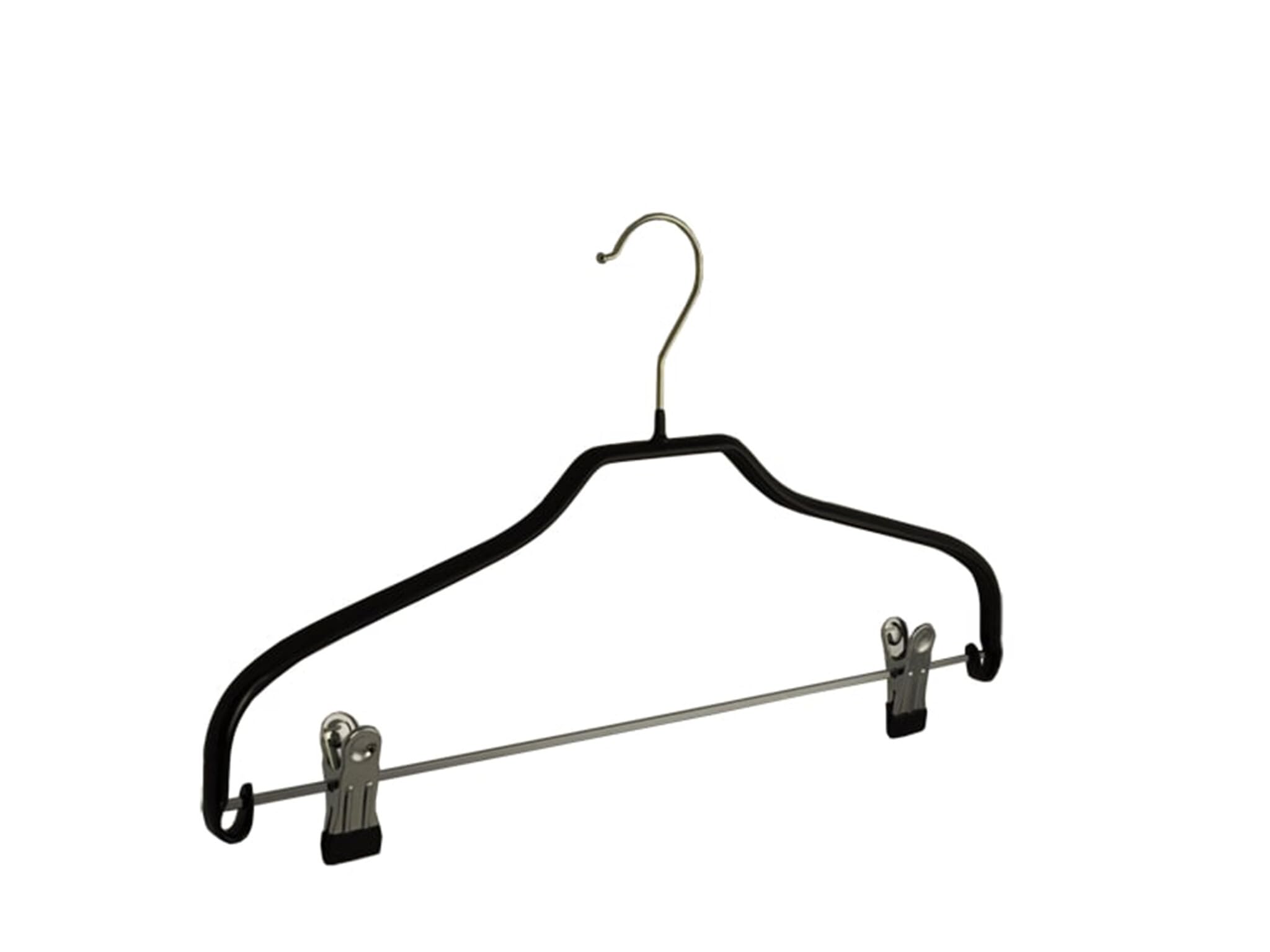 Grucce, Appendiabiti, Set di 5 pezzi, Metallo, Nero, Rivestimento Antiscivolo, Antiscivolo Clip, Camicie, Camicette, Giacca, Gonna, Pantaloni, Gancio Non Girevole, 40 cm (8327_00/5)