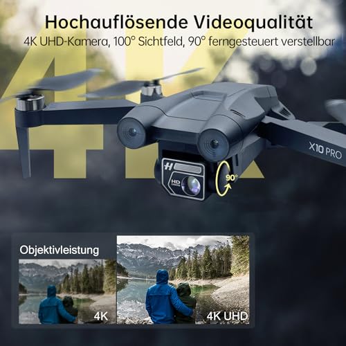CHUBORY X10 PRO GPS-Drohne mit Kamera für Erwachsene 4K UHD, 90 Minuten Flugzeit, 1000 Meter Steuerreichweite, automatische Rückkehr, Folge-Modus, bürstenloser Motor, 5G RC-Quadcopter für Anfänger