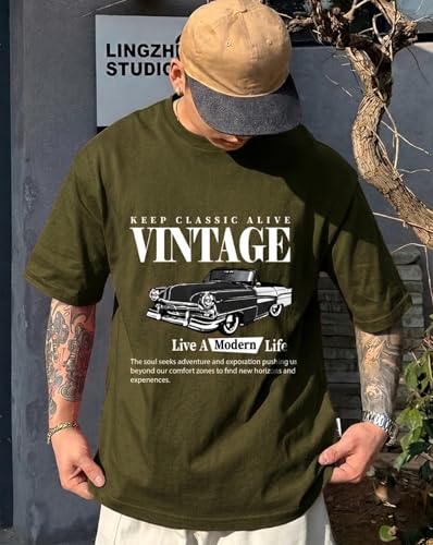 Image of AUSK Men's Half Sleeve Regular Tshirt, Graphic Print Round Neck Tshirt