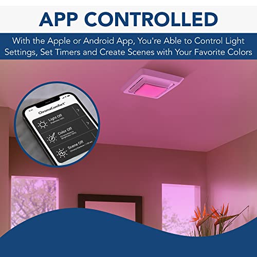 Image of Broan-NuTone FG600RGBS Customizable Color Changing LED Cover /Grille for Bathroom Fans, Easy DIY Install, Smart Phone App, Bright White
