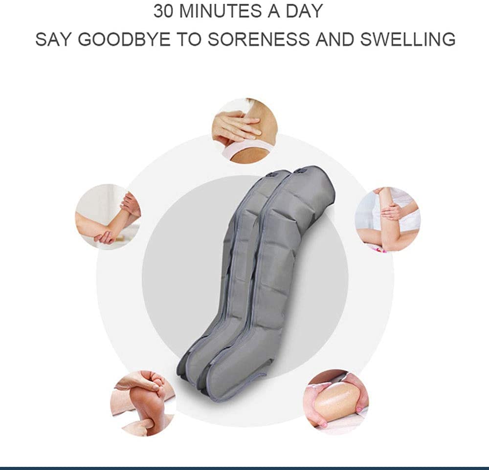 Massaggio alle Gambe Dispositivo per Massaggio Pressoterapia Stivali Massaggio Rilassante per Braccia Pancia Vitelli Gambe e Piedi, 2 Gambe + 1 Braccia + 1 Vita