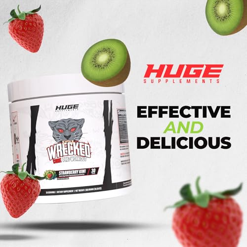 Image of Wrecked Core - All-in-One Pre-Workout Supplement for Men & Women, Increase Energy, Focus & Pumps with L-Citrulline, Beta-Alanine, L-Tyrosine & More (30 Servings) (Strawberry Kiwi)