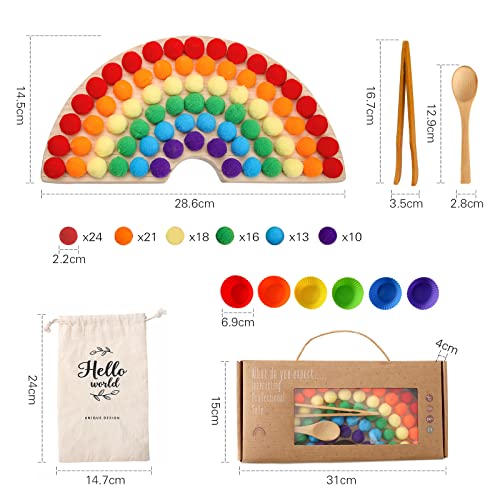 Macabaka Board Beads Game Pine Wooden Rainbow Bead Maze Montessori Color Sorting Toys For Toddlers 1-3 Match Game Bead Board, Peg Board Organizer Accessories For Fine Motor Skills Development #TOP5